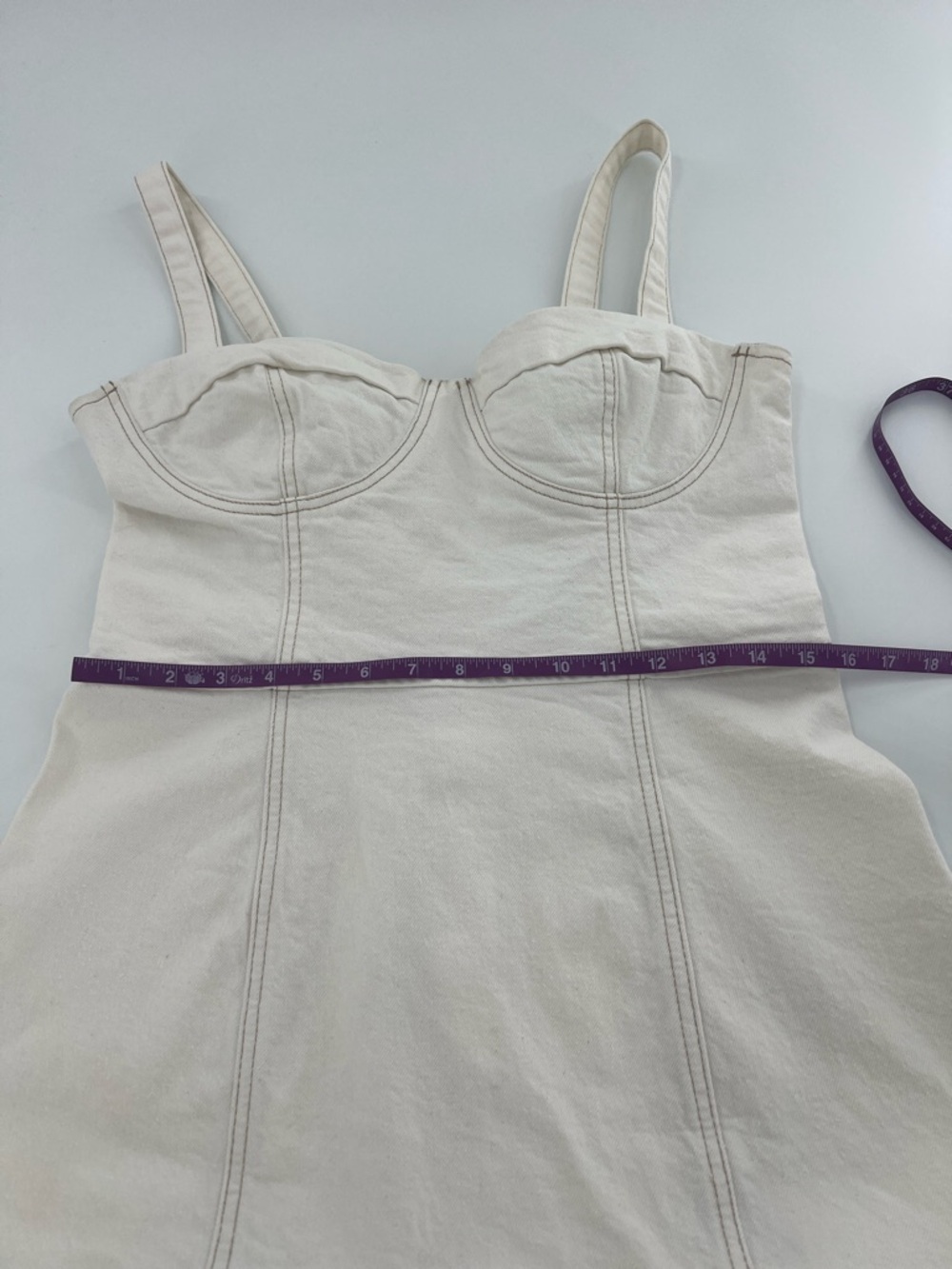 Reformation Nikki Bustier Denim Mini‎ Dress Vintage White festival 12 - Picture 7 of 11